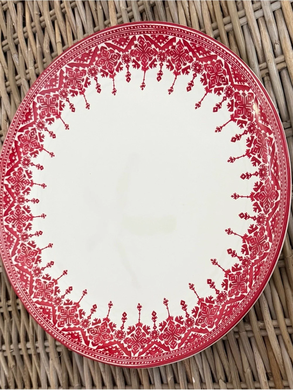 Pottery Barn Fair Isle Tahoe Red Nordic Serving Tray Dish Platter - Italy